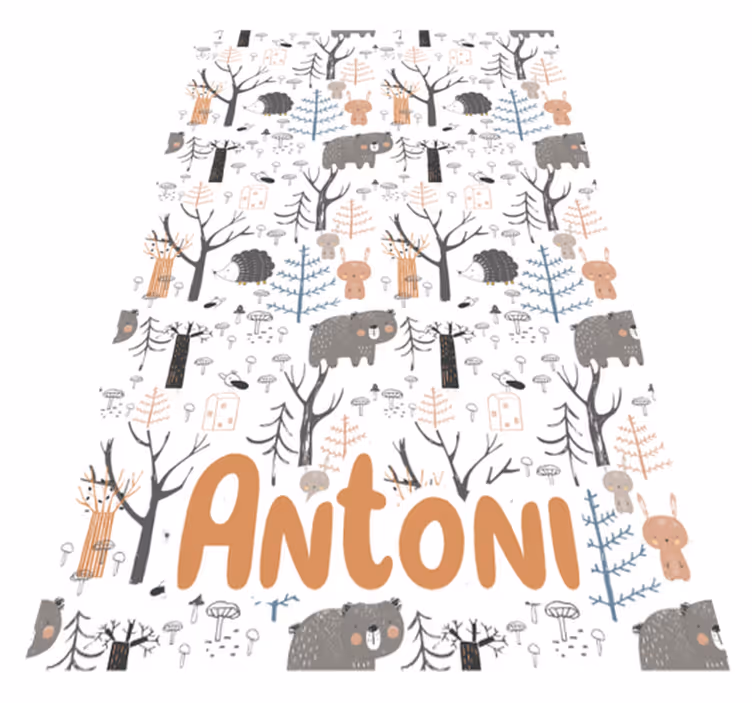 Vinyl tapijt kind scandinavisch bos met dieren - TenStickers