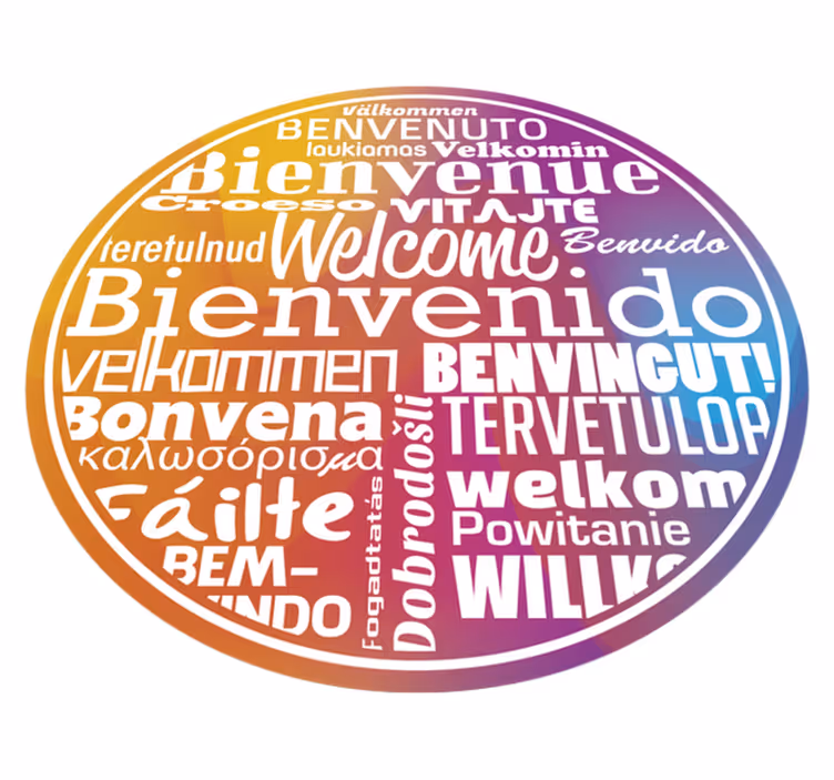Vinyl tapijt ontvangsthal welkom in meerdere talen - TenStickers