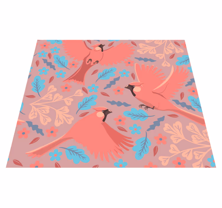 Vinyl tapijt woonkamer met blush achtergrond en vogels - TenStickers