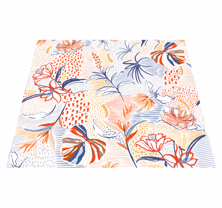 Vinyl tapijt woonkamer met ornamentale bloemenpatroon - TenStickers
