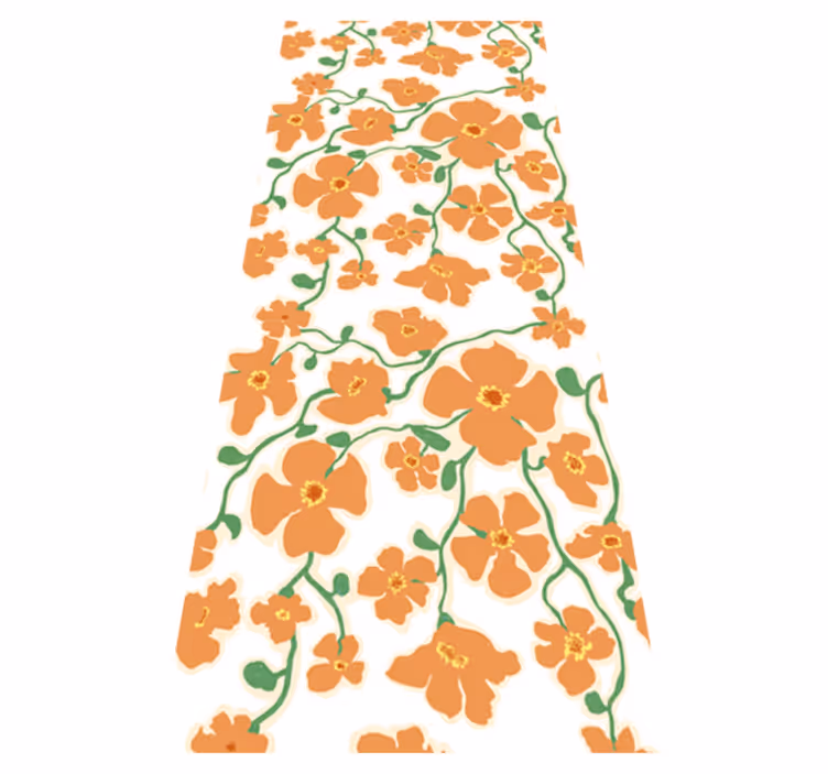 Vinyl tapijt woonkamer groene oranje madeliefjes - TenStickers