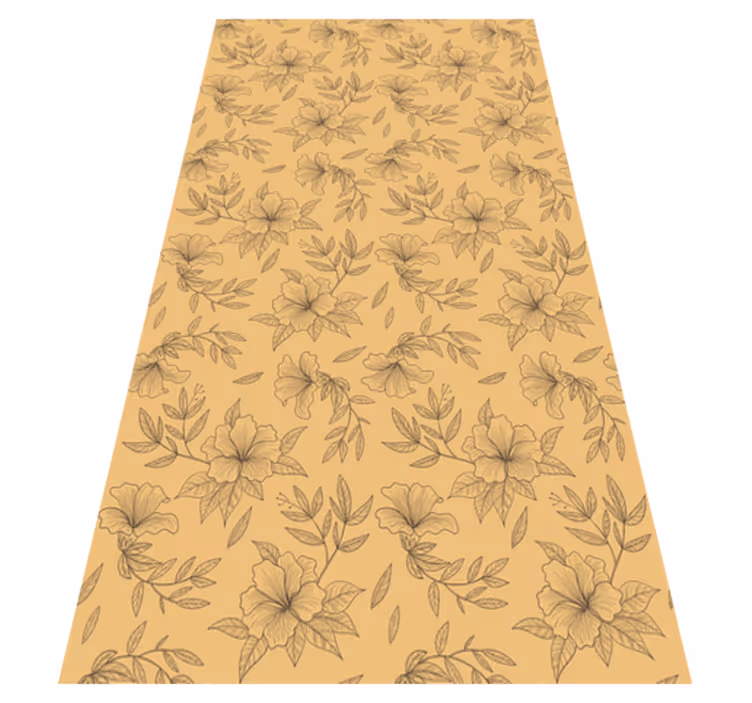 Vinyl tapijt beige met mooie silhouet bloemen - TenStickers