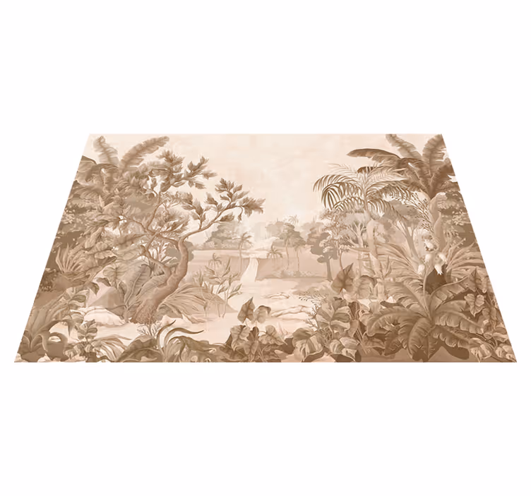 Vinyl tapijt beige uitzicht op een tropische jungle - TenStickers