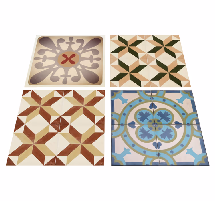 Vinyl tapijt beige decoratieve hydraulische mozaïek - TenStickers