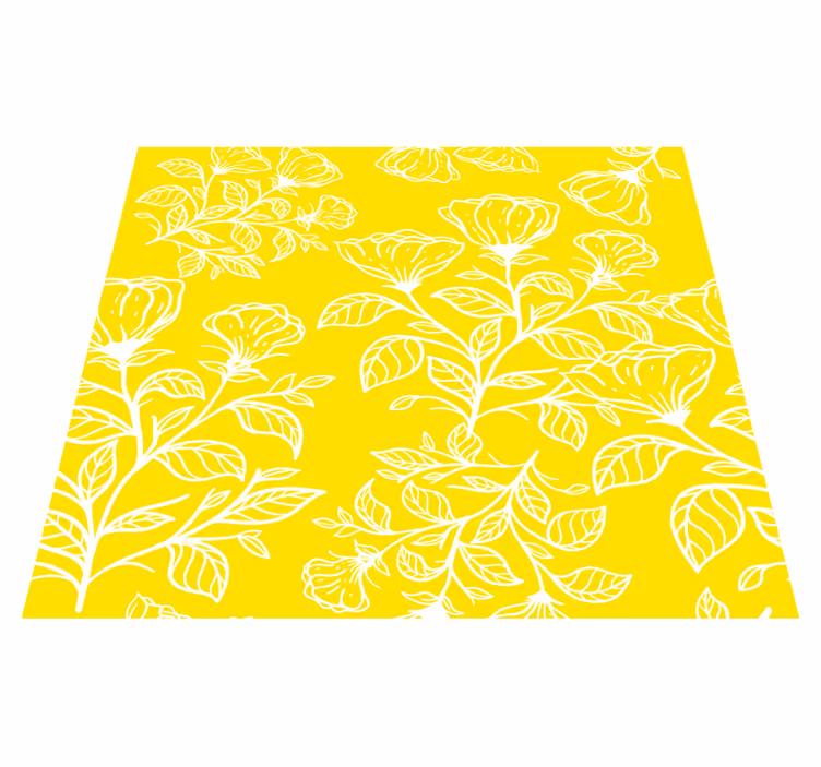 Vinyl tapijt geel met bloemenpatroon - TenStickers