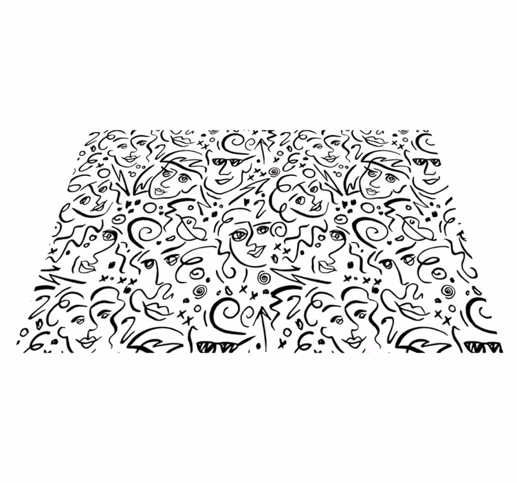 Vinyl tapijt wit met zwart-wit graffiti kunst - TenStickers