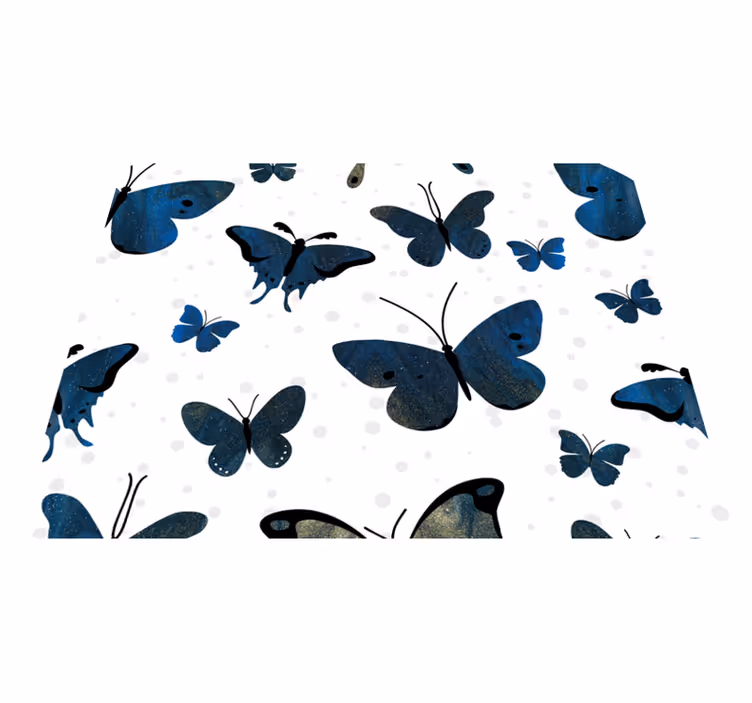 Vinyl tapijt wit blauwe glitter vlinderwing - TenStickers