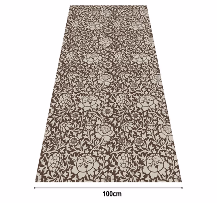 Vinyl tapijt bruin vintage bloemenprint - TenStickers