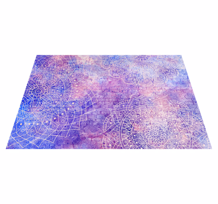 Vinyl tapijt paars met mandala patroon op baksteenmuur - TenStickers