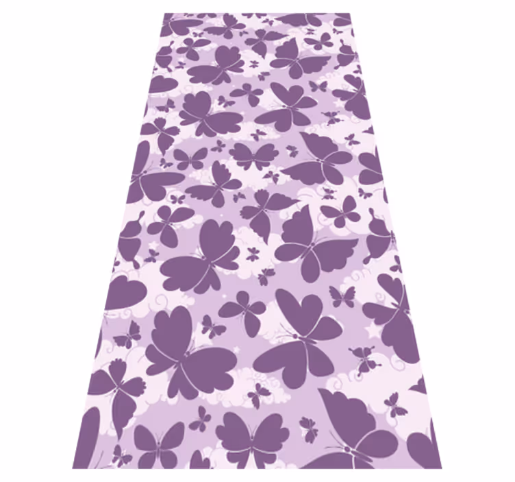 Vinyl tapijt paars wolkenlucht paarse vlinders patroon - TenStickers
