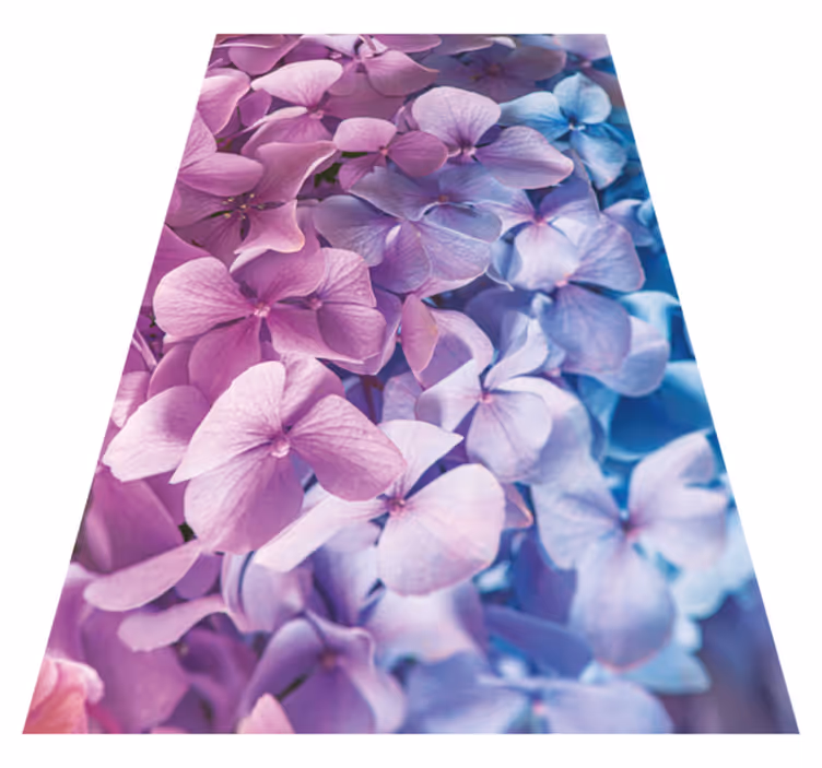 Vinyl tapijt paars met veel verschillende hortensia's - TenStickers