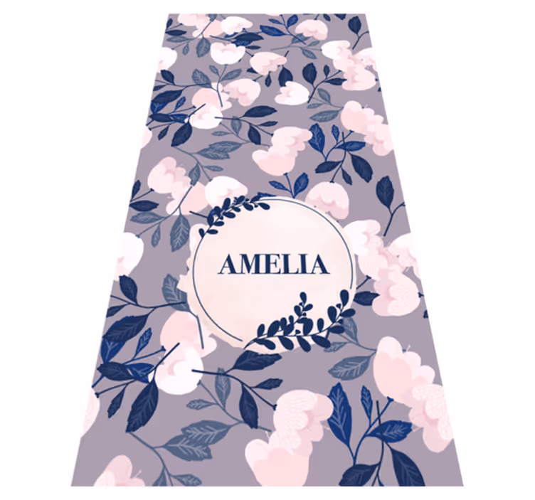 Vinyl tapijt paars met pastel kleur handgeschilderde bloemen - TenStickers