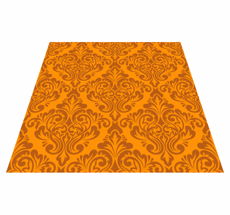 Vinyl tapijt oranje vintage oranje damast - TenStickers