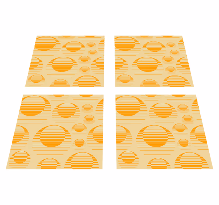 Vinyl tapijt oranje retro zon tekening - TenStickers
