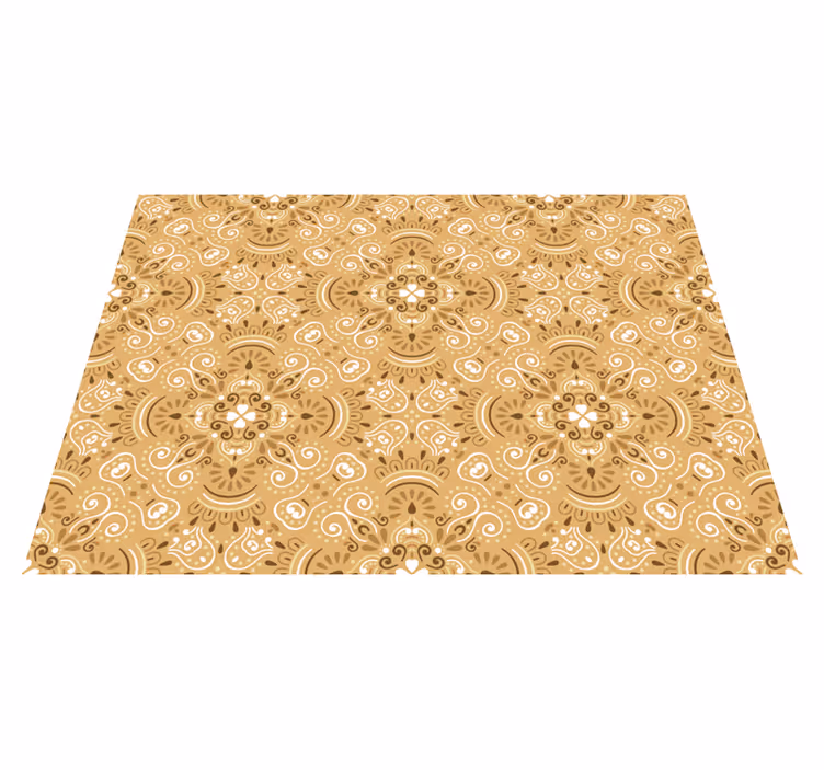 Vinyl tapijt oranje vintage beige ornamentenpatroon - TenStickers