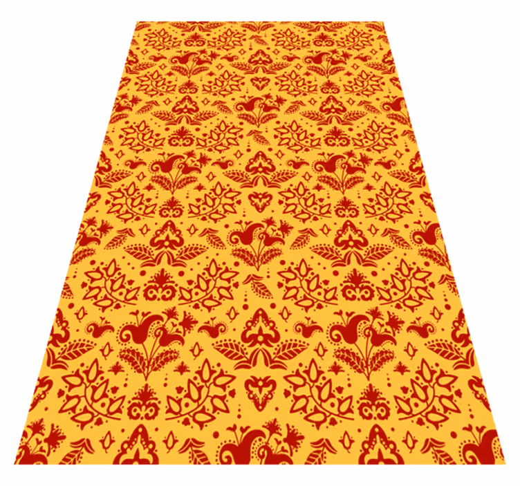 Vinyl tapijt oranje bloemenlijnen - TenStickers