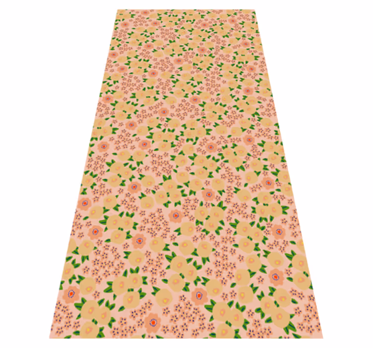 Vinyl tapijt oranje origineel bloemenpatroon perziktinten - TenStickers