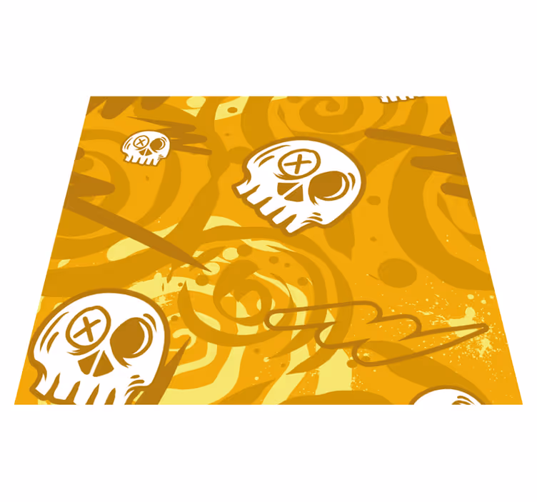 Vinyl tapijt oranje graffiti met schedels - TenStickers
