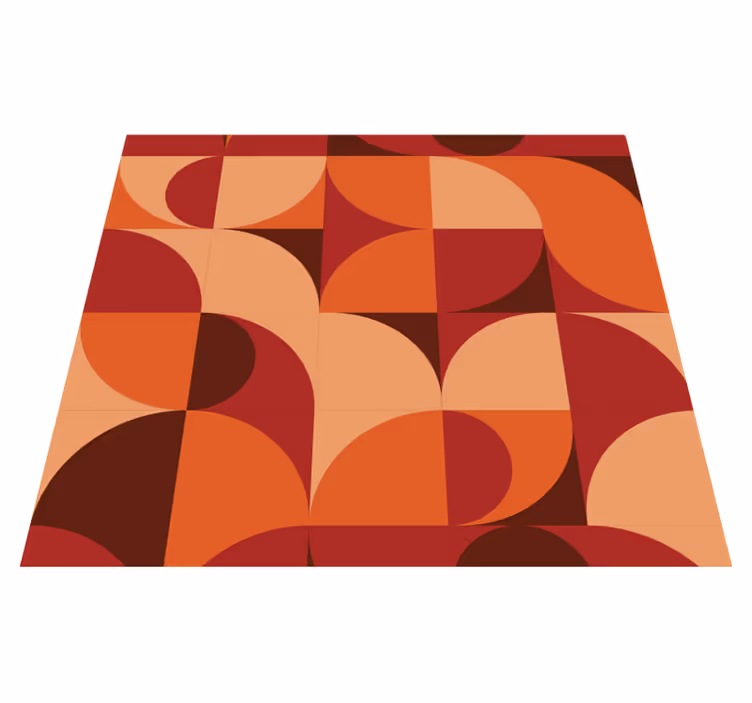 Vinyl tapijt oranje retro print rood - TenStickers