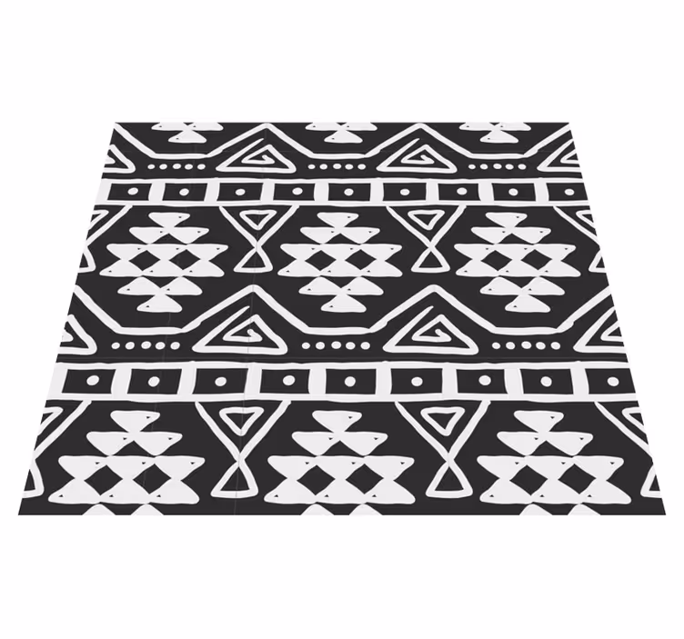Vinyl tapijt zwart met zwart-wit bohemian patroon - TenStickers