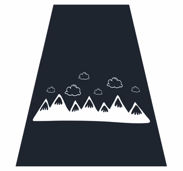 Vinyl tapijt zwart handgetekende bergen met wolken - TenStickers