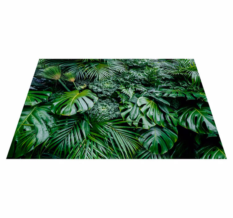 Vinyl tapijt groen wallpaper zonnige jungle - TenStickers