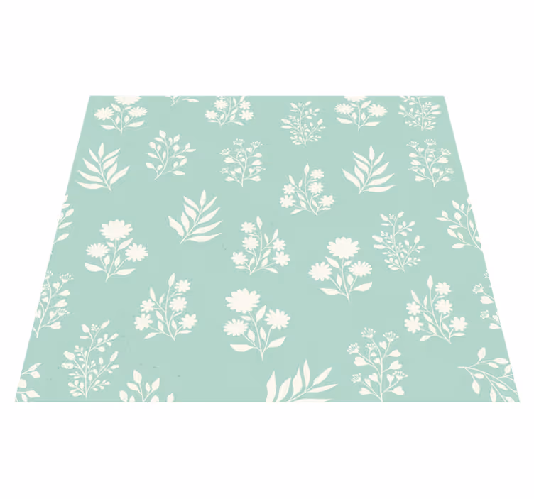Vinyl tapijt groen met klein bloemenpatroon - TenStickers