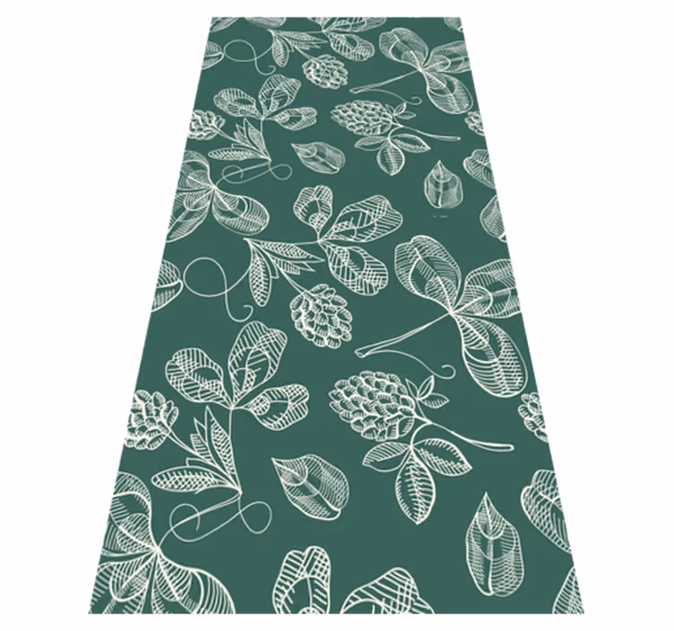 Vinyl tapijt groen met groene bladeren tekening - TenStickers