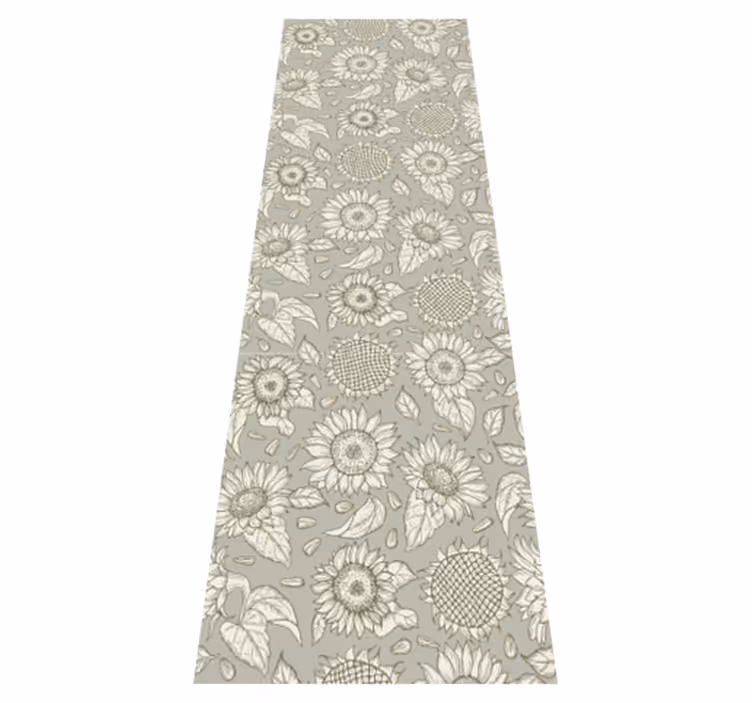 Vinyl tapijt groen met grijze zonnebloemen - TenStickers