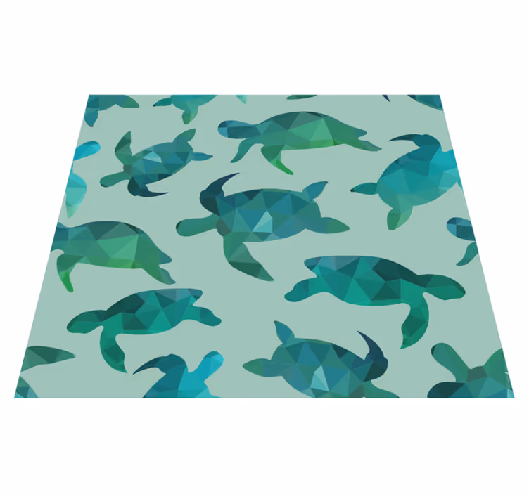 Vinyl tapijt groen met groene schildpadden - TenStickers