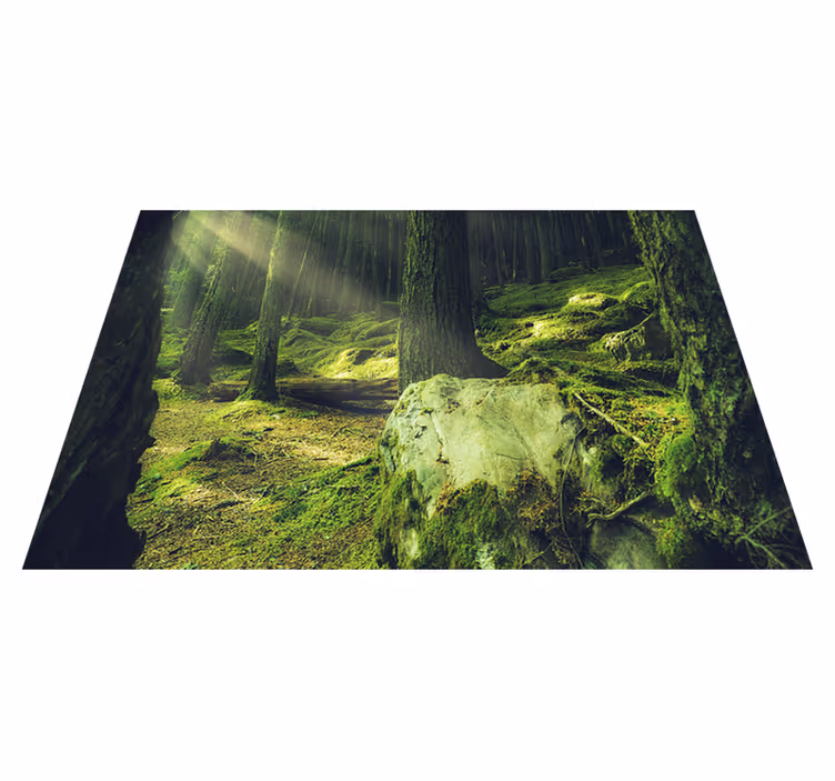 Vinyl tapijt groen natuurstenen met mos in het bos - TenStickers