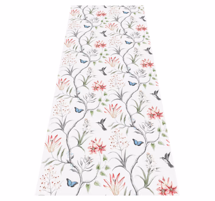 Vinyl tapijt buitenshuis met vogels en vlinders bloemen - TenStickers