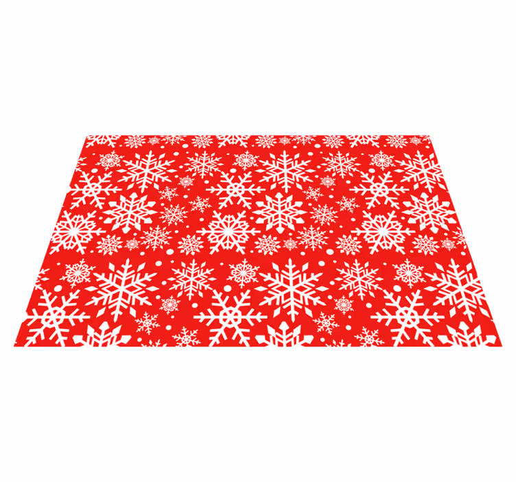 Vinyl tapijt rood met rode sneeuwvlokken - TenStickers
