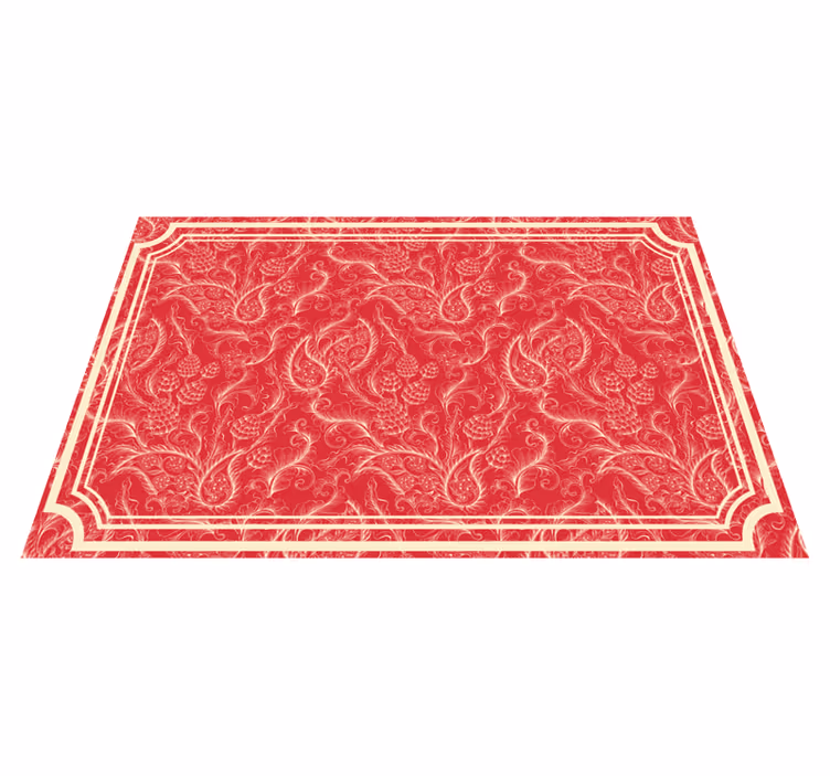Vinyl tapijt rood met paisley illustratie - TenStickers