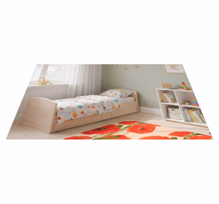 Vinyl tapijt rood met klaprozenpatroon - TenStickers
