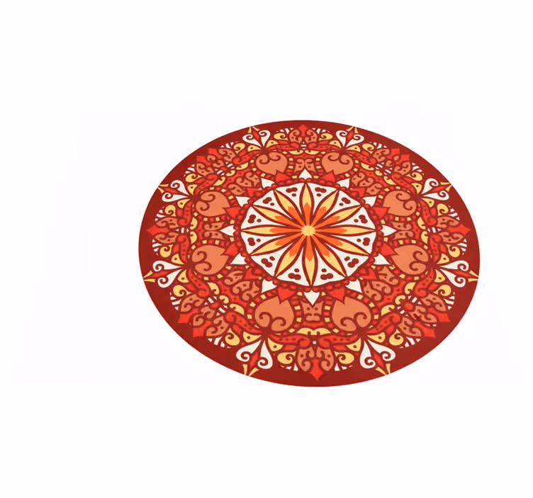 Vinyl tapijt rood luxe decoratieve kleurrijke mandala - TenStickers