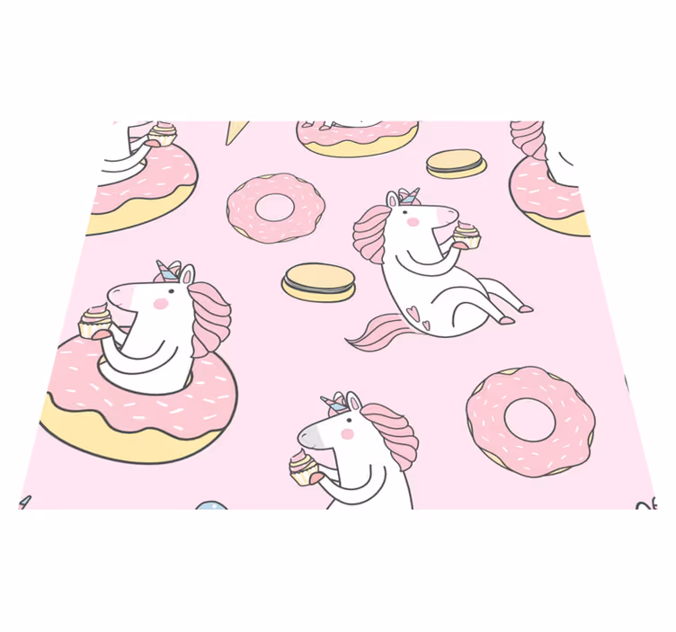 Vinyl tapijt roze met eenhoorn motief - TenStickers