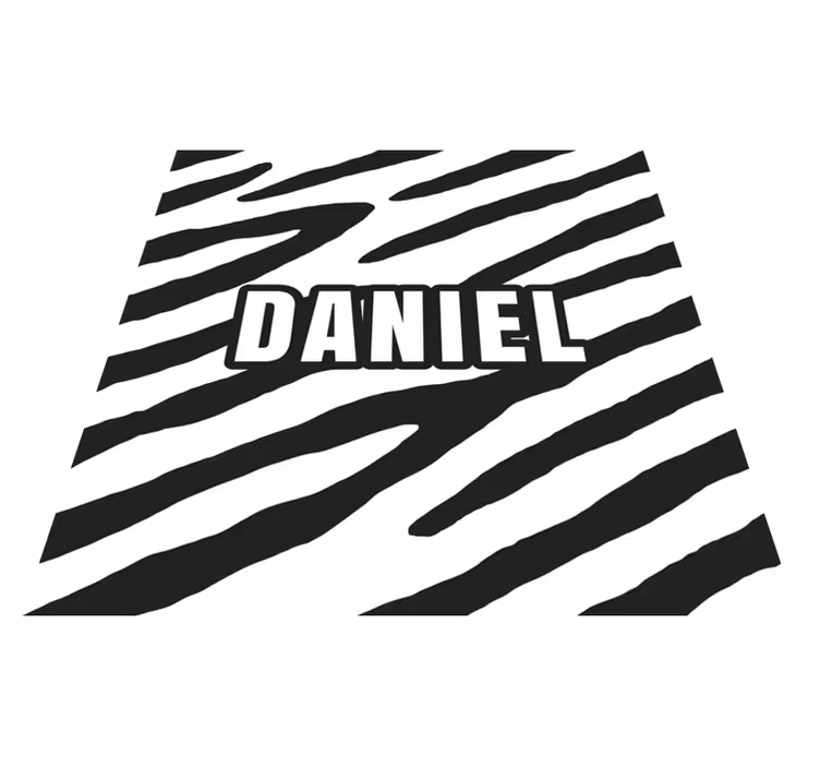 Gepersonaliseerd zebrapatroon vinyl tapijt met naam - TenStickers