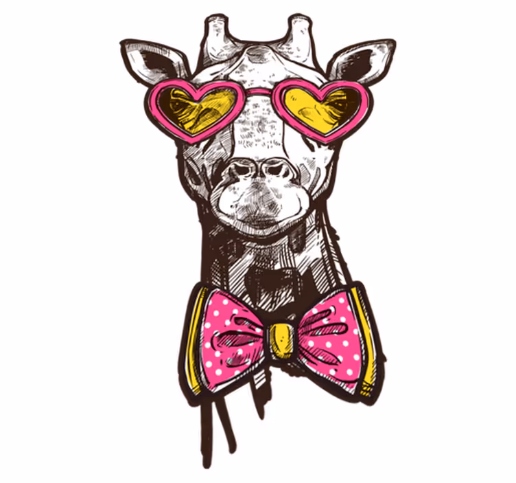 Eigenzinnige giraffe hart bril dieren vinyl tapijt - TenStickers