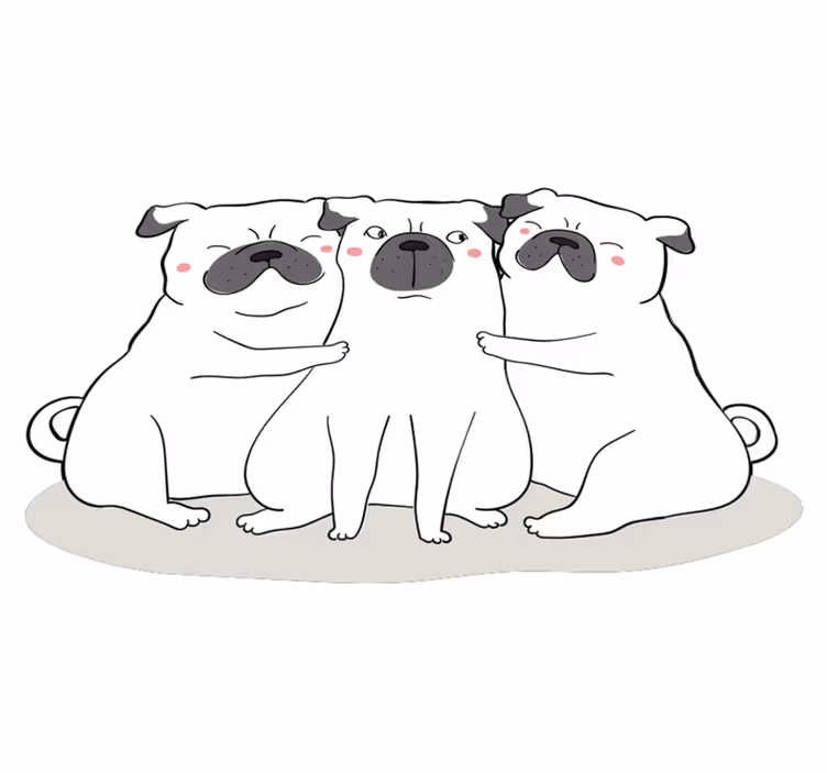 Schattig mops hondjes Trio Vinyl vloerkleed  - TenStickers