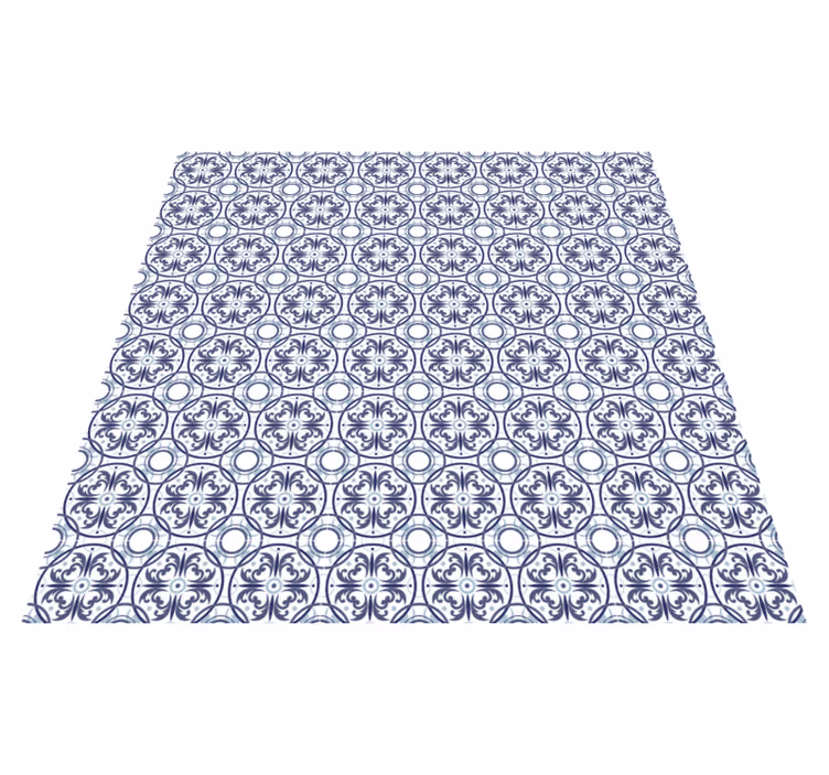 Blauw geometrisch tegel effect vinyl vloerkleed - TenStickers