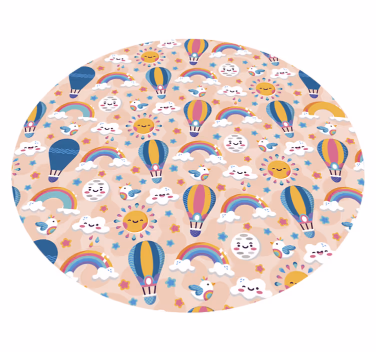 Kleurrijk Luchtballonnen Patroon Vinyl tapijt Meer Kinderen - TenStickers