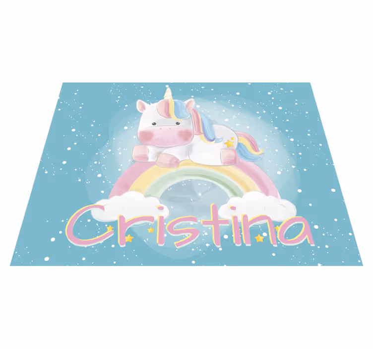 Personaliseerbare vinyl tapijt met eenhoorn - TenStickers