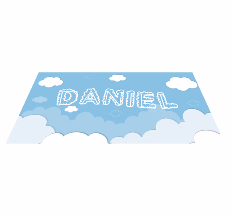 Bewolkte lucht vinyl tapijt met gepersonaliseerde naam - TenStickers