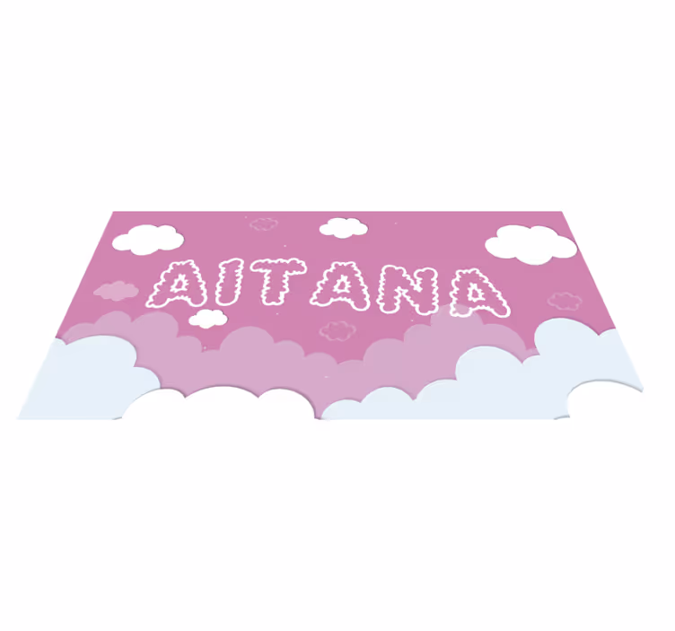Roze lucht wolken Vinyl vloerkleed met naam  - TenStickers