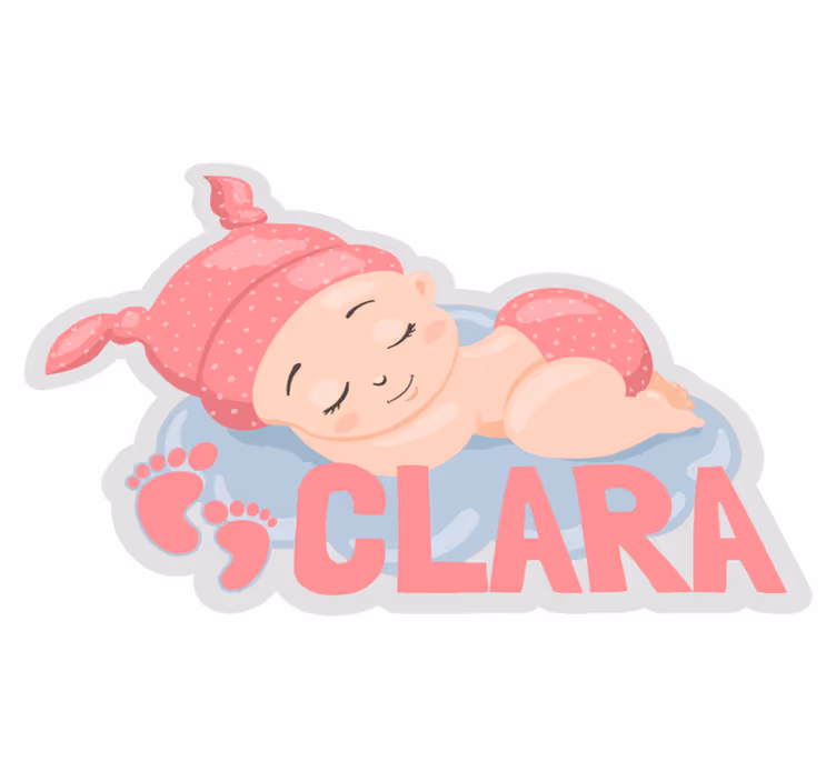 Slapende baby vinyl vloerkleed met aanpasbare naam - TenStickers