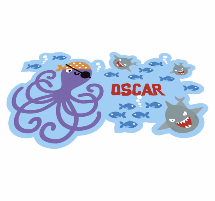 Oceaan dieren cartoon vinyl vloerkleed met naam - TenStickers