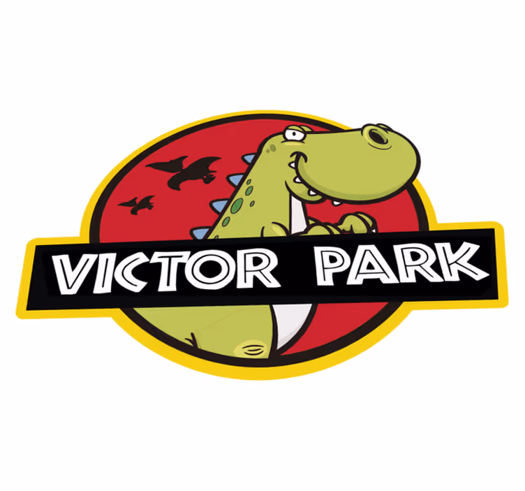 Aanpasbaar Dinosaurus Embleem Vinyl vloerkleed met naam - TenStickers