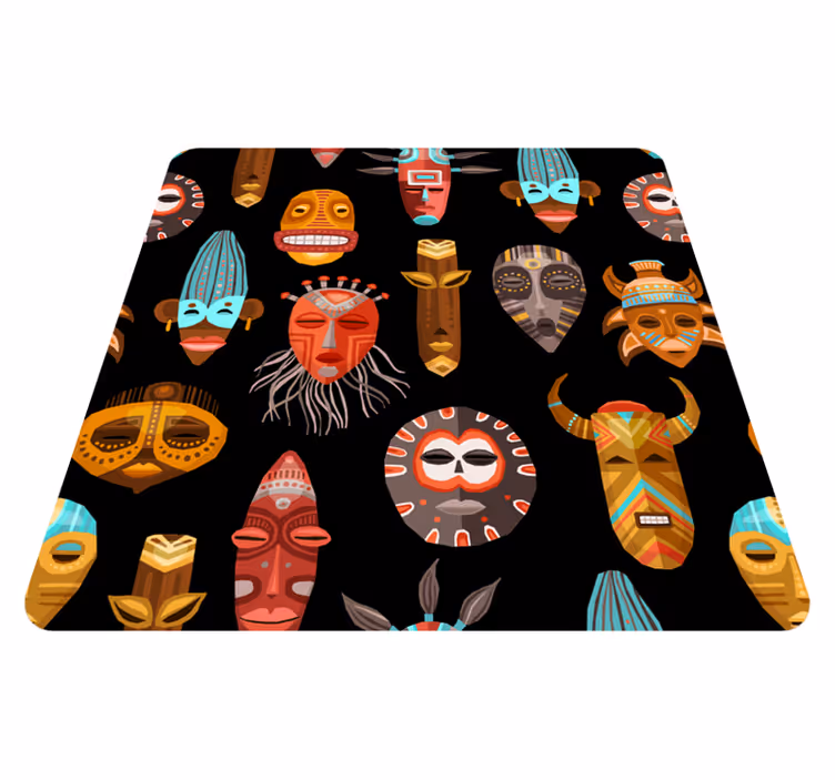 Tribaal Masker Motief vinyl tapijt woonkamer - TenStickers