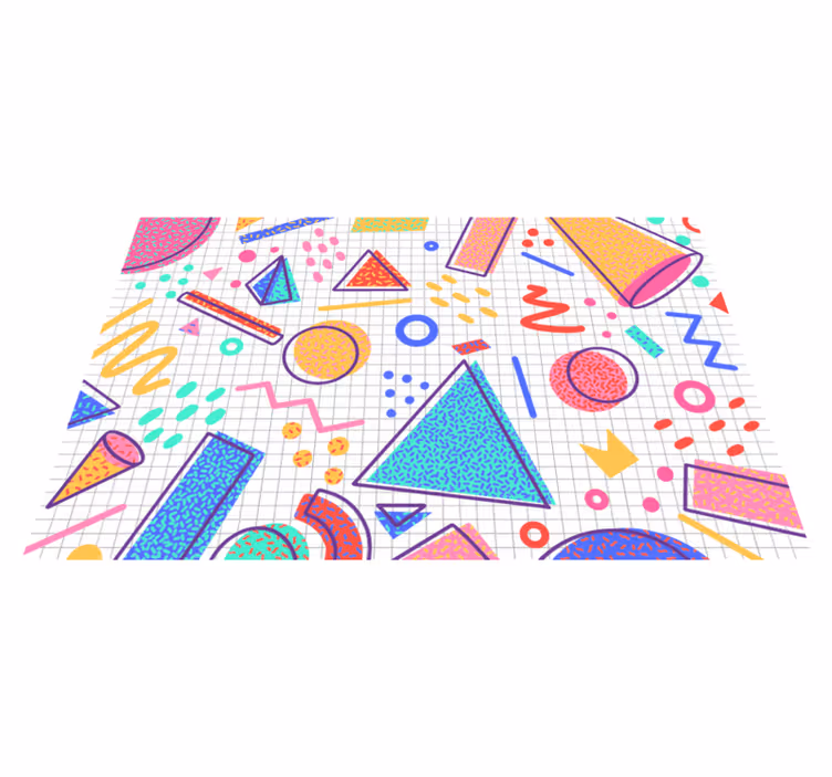 Kleurrijk geometrische vormen Modern vinyl vloerkleed - TenStickers